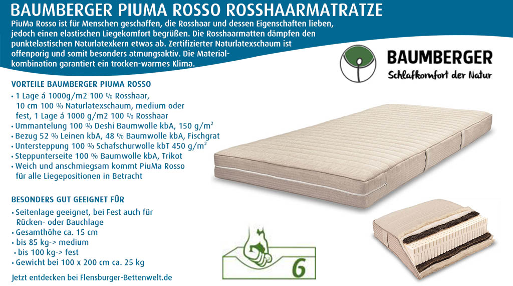 Baumberger-Rosshaarmatratze-Piuma-Rosso-kaufen-bei-Flensburger-Bettenwelt