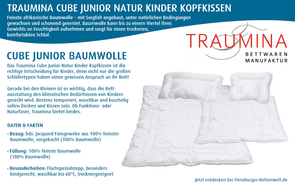 Traumina-Cube-Junior-Baumwolle-Natur-Kinderkissen-Flensburger-Bettenwelt