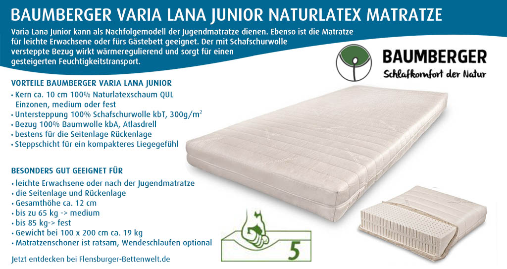 Baumberger-Naturlatex-Matratze-Varia-Lana-Junior-kaufen-Flensburger-Bettenwelt